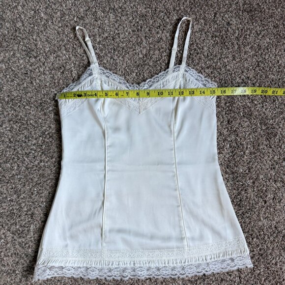 White House Black Market Ivory Seamed Mixed Material Lace Trim Cami Top, Size XS - Picture 3 of 9